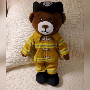Firefighter Brown Bear Plush in Yellow Firefighter Outfit